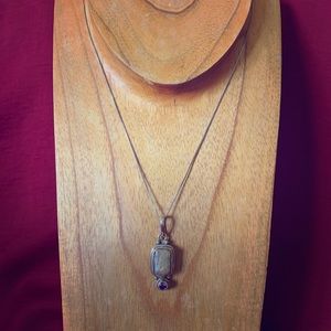 Freshwater mother of pearl and amethyst pendant